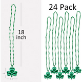 4E’s Novelty St. Patrick’s Day Beads Necklace Bulk (24 Pack) – Shamrock Green Beads for Irish Party Favors