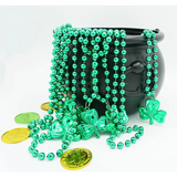 4E’s Novelty St. Patrick’s Day Beads Necklace Bulk (24 Pack) – Shamrock Green Beads for Irish Party Favors