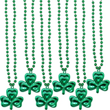 4E’s Novelty St. Patrick’s Day Beads Necklace Bulk (24 Pack) – Shamrock Green Beads for Irish Party Favors