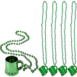 4E’s Novelty St. Patrick’s Day Beads Necklace with Shot Glasses – 12 Pack Irish Party Favors