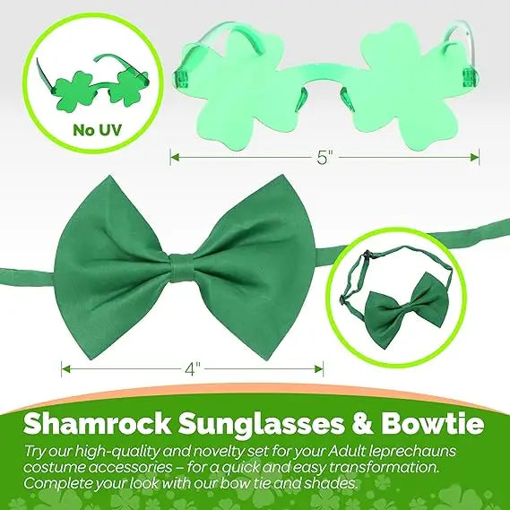 4E’s Novelty St. Patrick’s Day Glow Accessories Set – Fun Leprechaun Costume for Men & Women