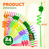 4E’s Novelty St. Patrick’s Day Party Straws – 24 Reusable Shamrock Straws for Kids & Adults