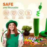 4E’s Novelty St. Patrick’s Day Party Straws – 24 Reusable Shamrock Straws for Kids & Adults