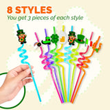 4E’s Novelty St. Patrick’s Day Party Straws – 24 Reusable Shamrock Straws for Kids & Adults