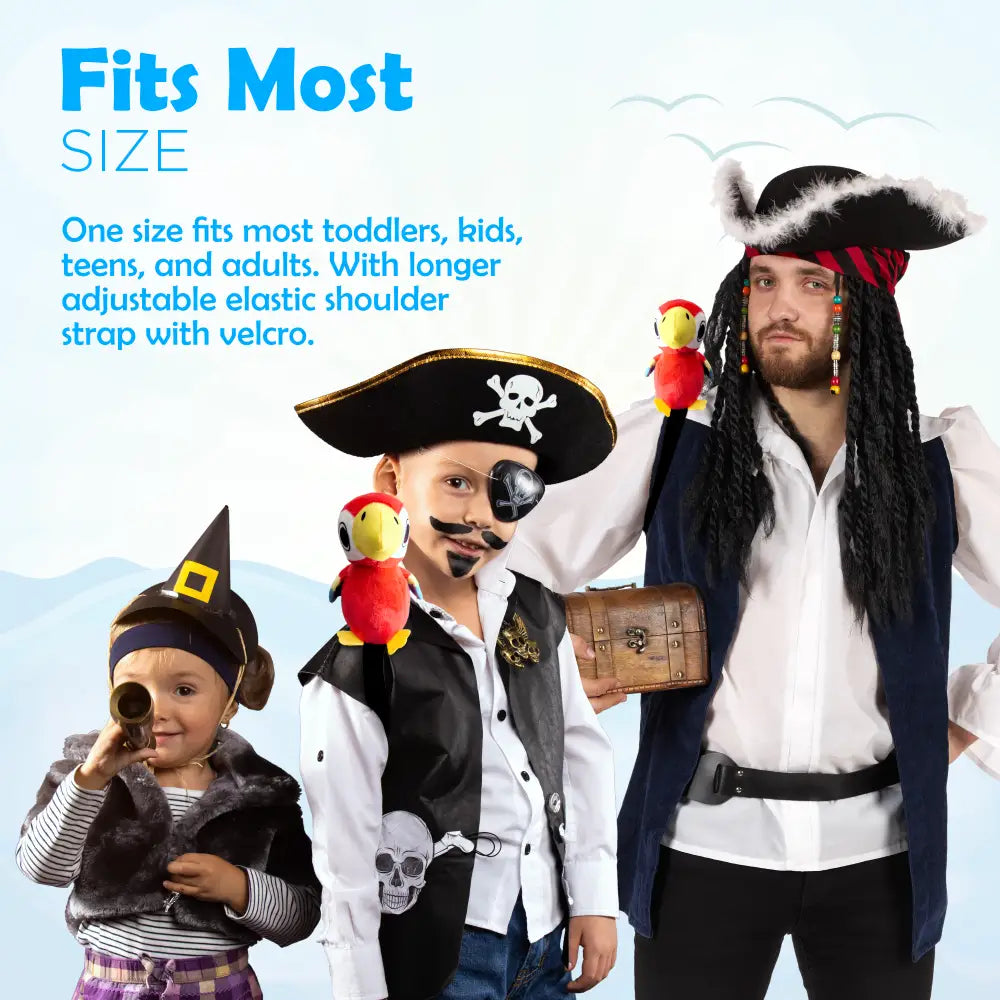 4E’s Novelty Stuffed Parrot on Shoulder - Kids Pirate Parrot Shoulder Prop Halloween Parrot Stuffed Animal Prop Kids