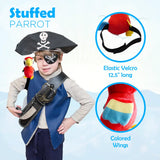 4E’s Novelty Stuffed Parrot on Shoulder - Kids Pirate Parrot Shoulder Prop Halloween Parrot Stuffed Animal Prop Kids
