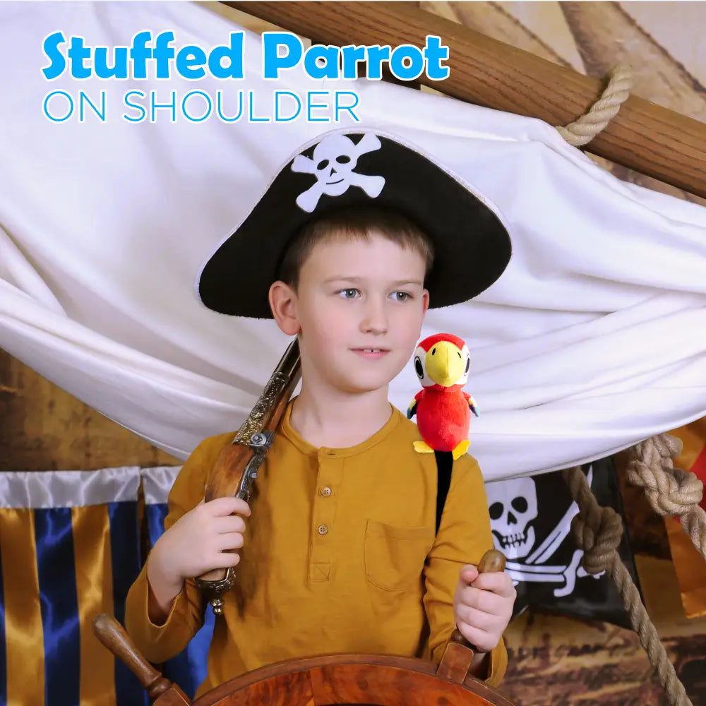 4E’s Novelty Stuffed Parrot on Shoulder - Kids Pirate Parrot Shoulder Prop Halloween Parrot Stuffed Animal Prop Kids
