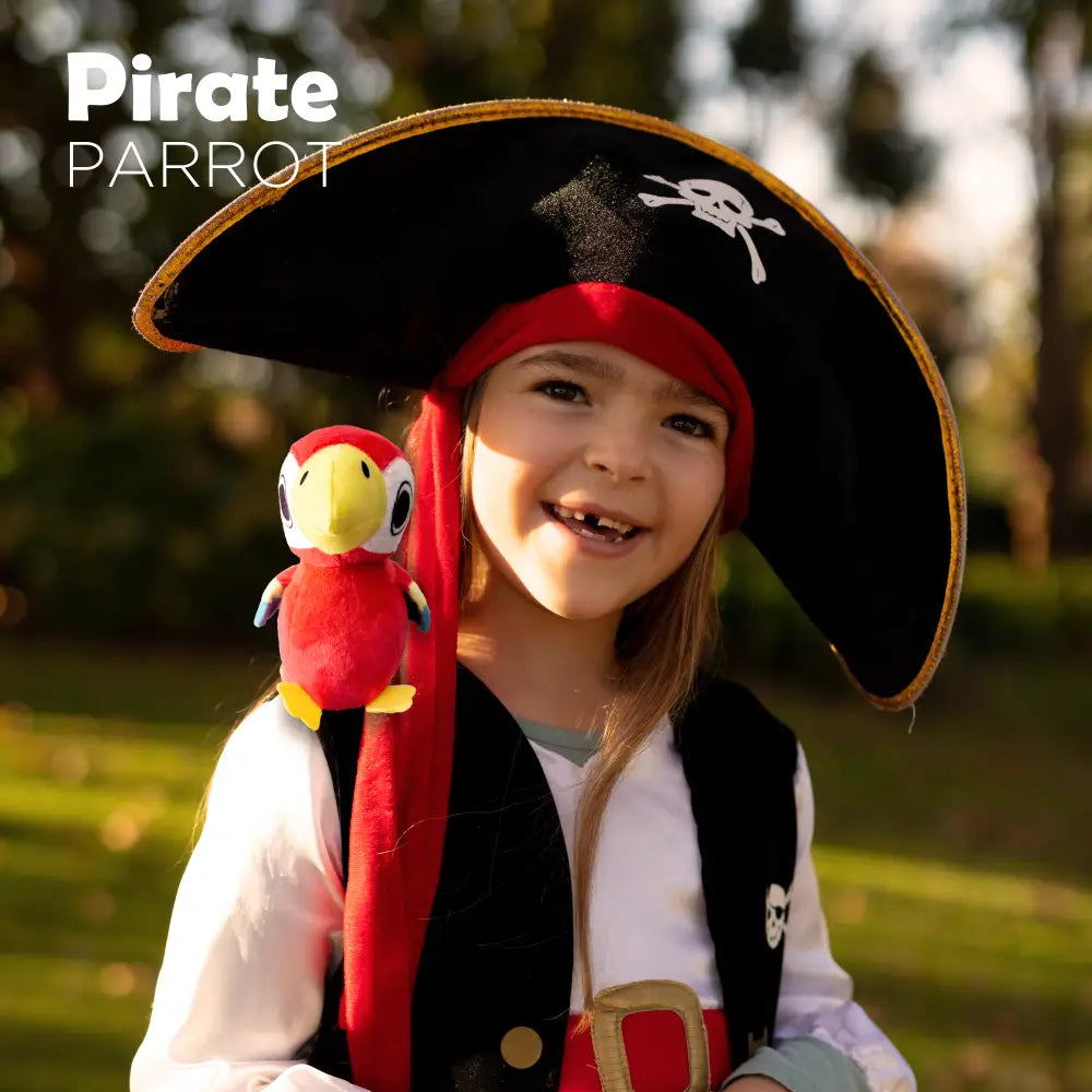 4E’s Novelty Stuffed Parrot on Shoulder - Kids Pirate Parrot Shoulder Prop Halloween Parrot Stuffed Animal Prop Kids