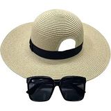 4E’s Novelty Sun Hat for Women UV Protection with Sunglasses UPF 50 + Packable Beach Hat Beige