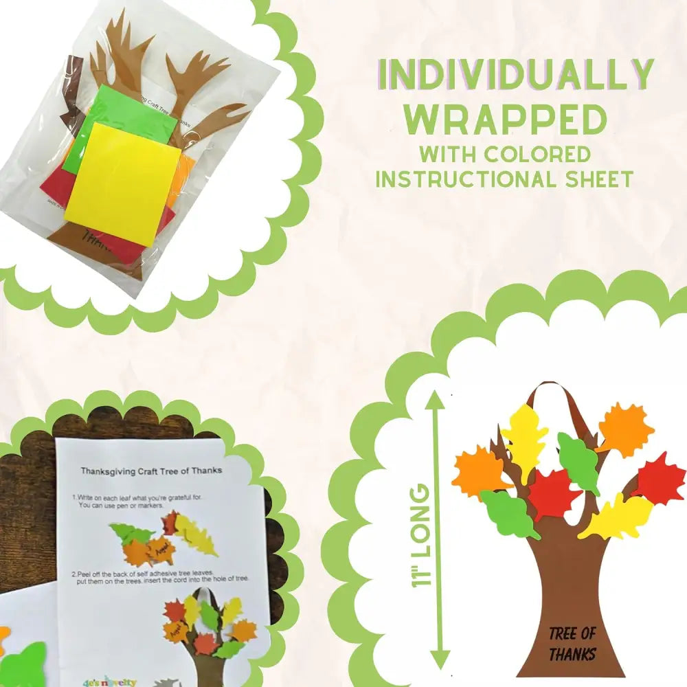 4E’s Novelty Thankful Tree Craft Kit 12-Pack Foam Self-Adhesive - 11” Gratitude Tree Kit With Leaves To Write