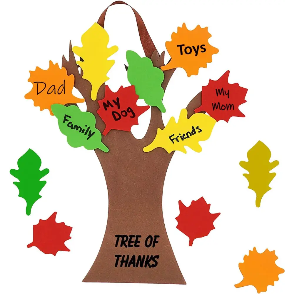 4E’s Novelty Thankful Tree Craft Kit 12-Pack Foam Self-Adhesive - 11” Gratitude Tree Kit With Leaves To Write