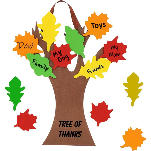 4E’s Novelty Thankful Tree Craft Kit 12-Pack Foam Self-Adhesive - 11” Gratitude Tree Kit With Leaves To Write
