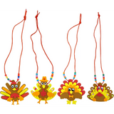 4E’s Novelty Thanksgiving Necklace Crafts For Kids Bulk – 12 Pack DIY Turkey Necklace Craft for Kids With 4 Styles