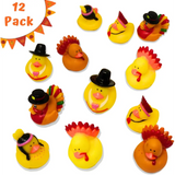 4E’s Novelty Thanksgiving Rubber Duckies in Bulk (12 Pack) – Turkey & Pilgrim Thanksgiving Rubber Ducks Holiday Rubber