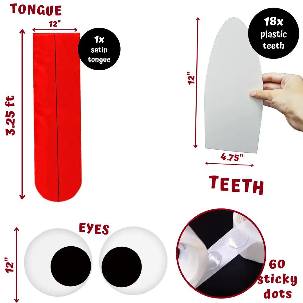4E’s Novelty Trunk or Treat Car Decorations Kit - Reusable Trunk or Treat Teeth with Huge Monster Tongue for Halloween