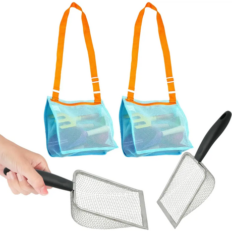 4E’s Novelty Ultimate Beach Toy Set – Sand Sifter Beach Shovel & Shark Tooth Sifter for Kids & Teens (2 pcs)