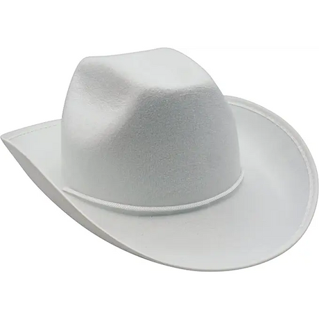 4E’s Novelty White Felt Cowboy Hat with Chinstrap – Unisex Western Style for All Occasions