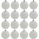 4E’s Novelty White Snowball Christmas Ornaments 18 Pack – Large 2.36” Shatterproof Glitter Ornaments for Christmas Tree