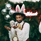 4E’s Novelty Wonderland Bunny Costume Accessories – Top Hat Rabbit Ears Gloves & Clock - Costume Accessories