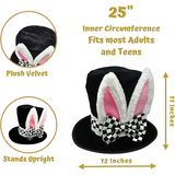 4E’s Novelty Wonderland Bunny Costume Accessories – Top Hat Rabbit Ears Gloves & Clock - Costume Accessories