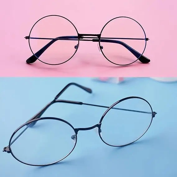 5” Round Non Prescription Glasses for Kids - Clear Nerd Circular Glasses - Costume Accessories