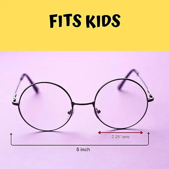 5” Round Non Prescription Glasses for Kids - Clear Nerd Circular Glasses - Costume Accessories