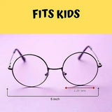 5” Round Non Prescription Glasses for Kids - Clear Nerd Circular Glasses - Costume Accessories