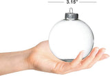 4E's Novelty 12 Pack Clear Christmas Ornaments Balls - 3.15" Empty Ornaments to Fill for DIY Crafts - Easy to Paint & Decorate Christmas Ornaments