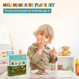 4E's Novelty 4 Melamine Kids Plate Set for Boys, Truck Theme Plate