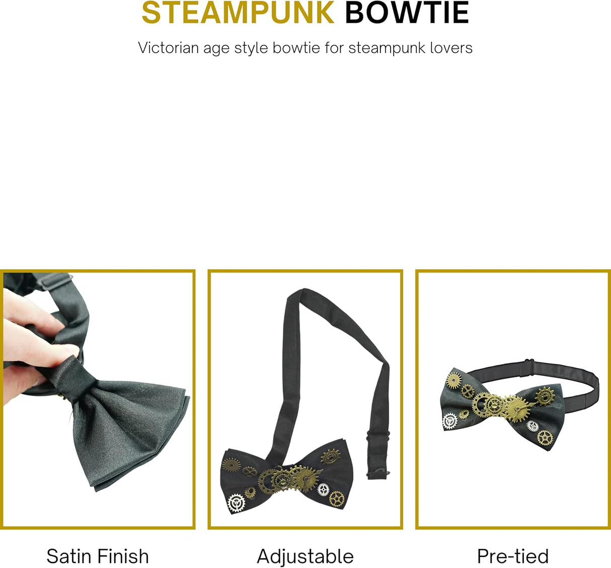 4E's Novelty Steampunk Bowtie for Men & Women - Adjustable Steampunk Prop, Steampunk Accessories & Ideal Steampunk Bowtie & Steampunk Couples Costumes