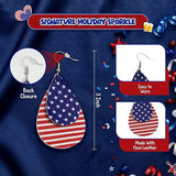 4E's Novelty 4th of July Earrings for Women , Red White Blue Faux Leather Dangle