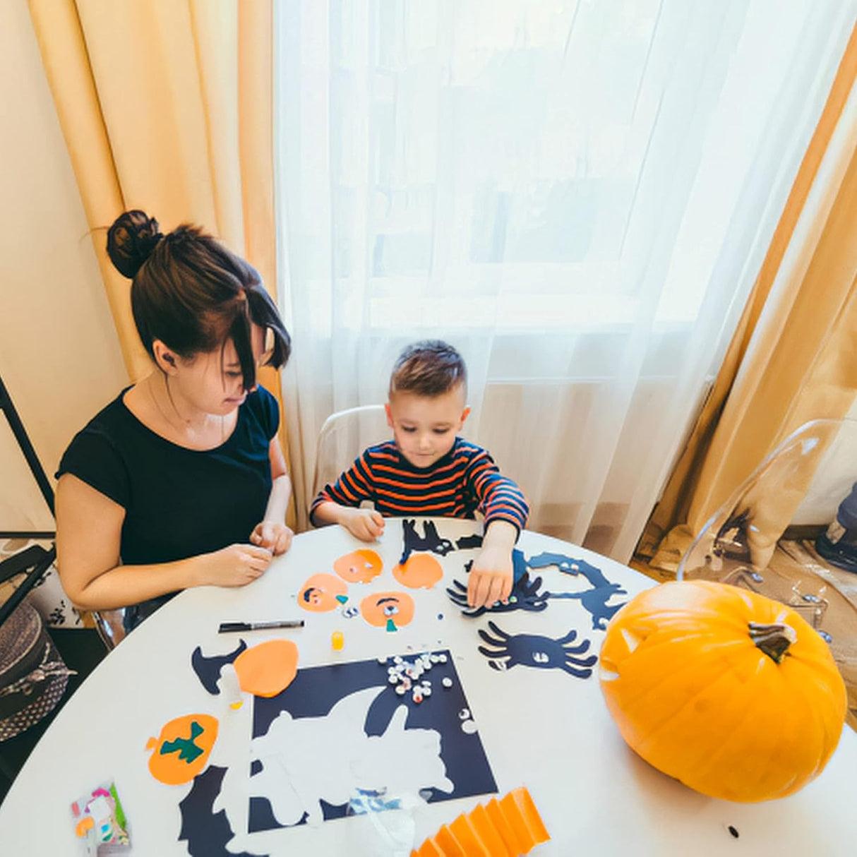 4E's Novelty 24 Pack Large Foam Pumpkins Craft Kit – 8" Halloween Crafts for Kids, Classroom Activities