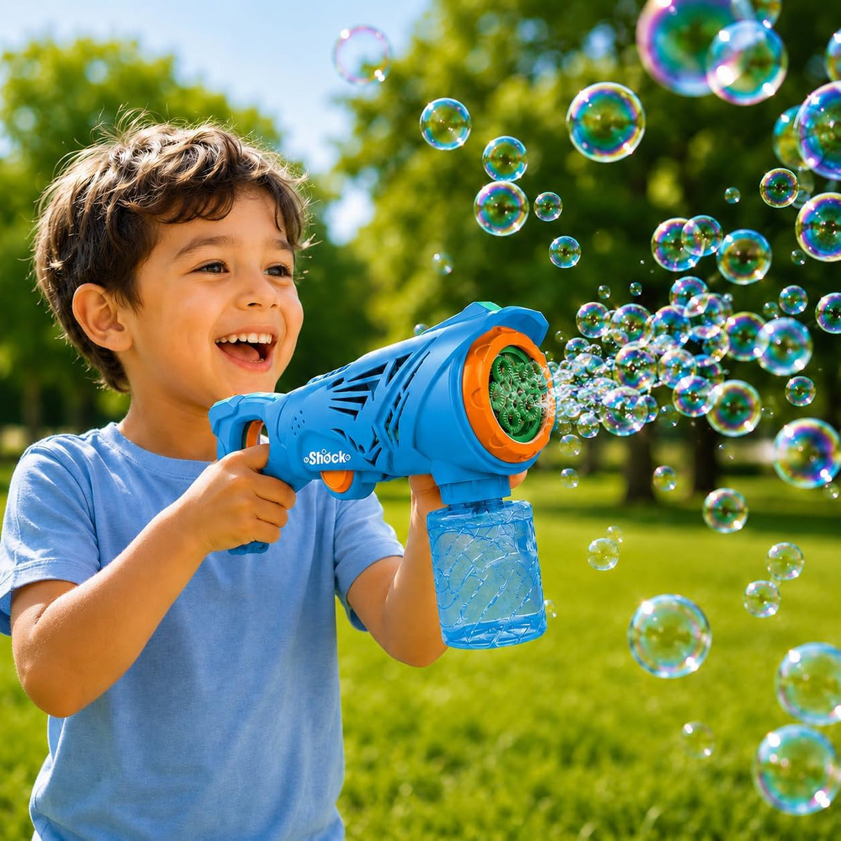 4E's Novelty Automatic Bubbles Gun With Bottle Bubble Solution Refill