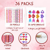 4E's Novelty 36-Pack Valentine Pencil Set – Pencils, Cards & Erasers for Classroom Gifts