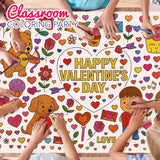 4E's Novelty Valentine Coloring Tablecloth & Stickers Set