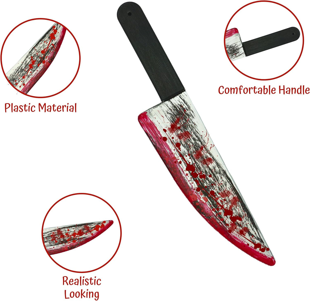 4E's Novelty Fake Knife with Blood – 16.5" Realistic Halloween Bloody Knife Prop for Kids & Adults