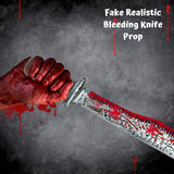 17’’ Fake Bloody Machete - Large Plastic Knife with Fake Blood, Halloween Costume Accessory