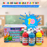 4E's Novelty Washable Tempera Paint Set for Kids – 10 Bright Colors
