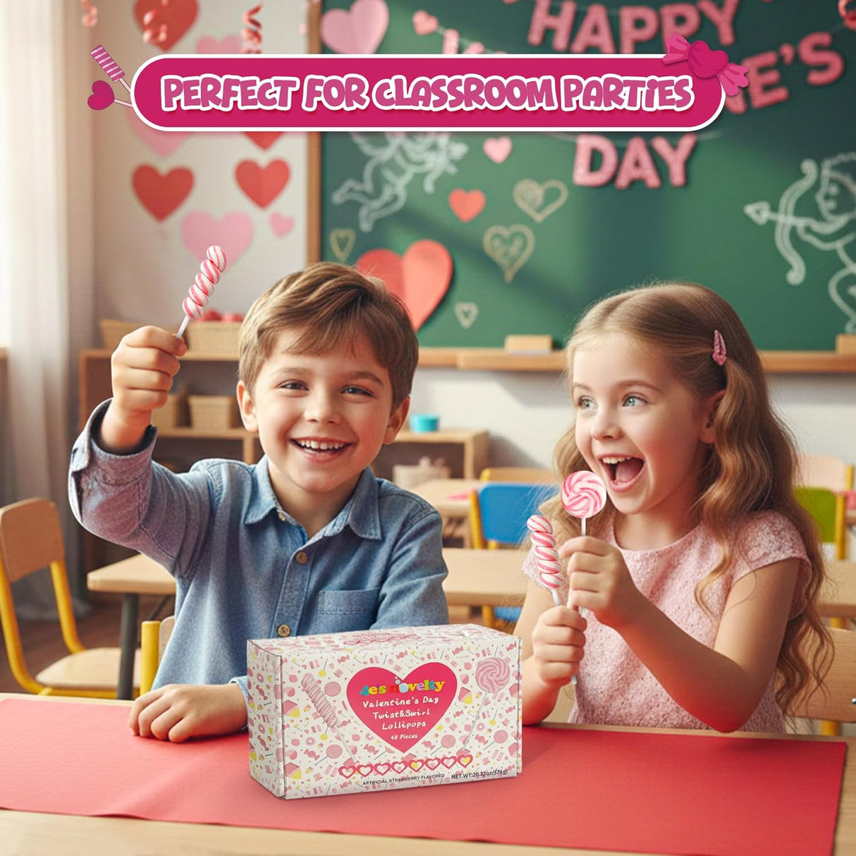 4E's Novelty Pink Swirl and Twist Lollipop (48 Pack) - Pink Swirl Lollipops