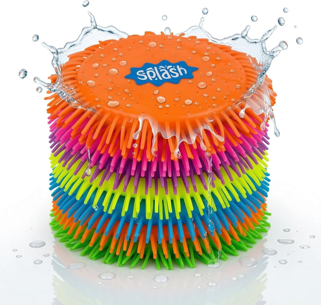 4E's Novelty 6 Pack Colourful Splash Discs, Floating Soft Pool Toy, Reusable Splash Balls Bomb Beach Games