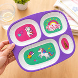 4 Kids Melamine Plates - Divided, BPA Free, Fun Themes