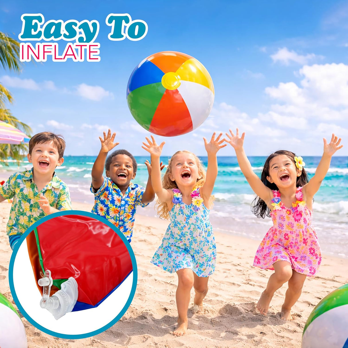 4E's Novelty 16 Inch Inflatable Beach Balls Bulk 24 Pack Beach Ball