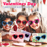 4E's Novelty 32 Pack Valentines Day Heart Glasses for Kids - Bulk With Cards