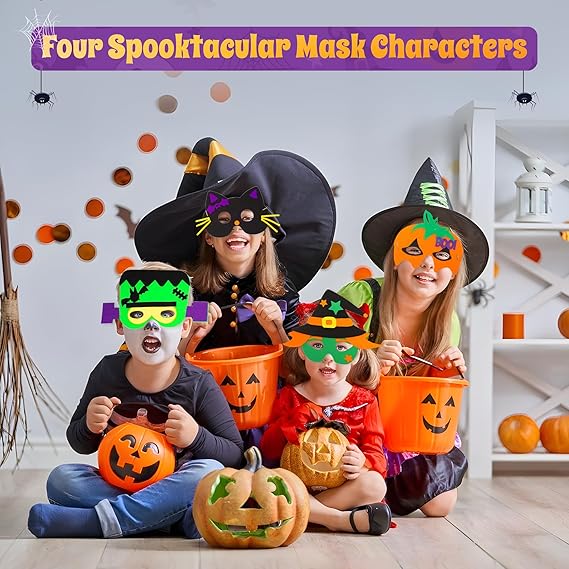 4E's Novelty 24 Pack Halloween DIY Mask Craft Kit – Foam Crafts for Kids Ages 3+, Party & Classroom Fun
