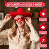 4E's Novelty Cowgirl Hat with Feathers & Heart Sunglasses - Felt, Women's Costume
