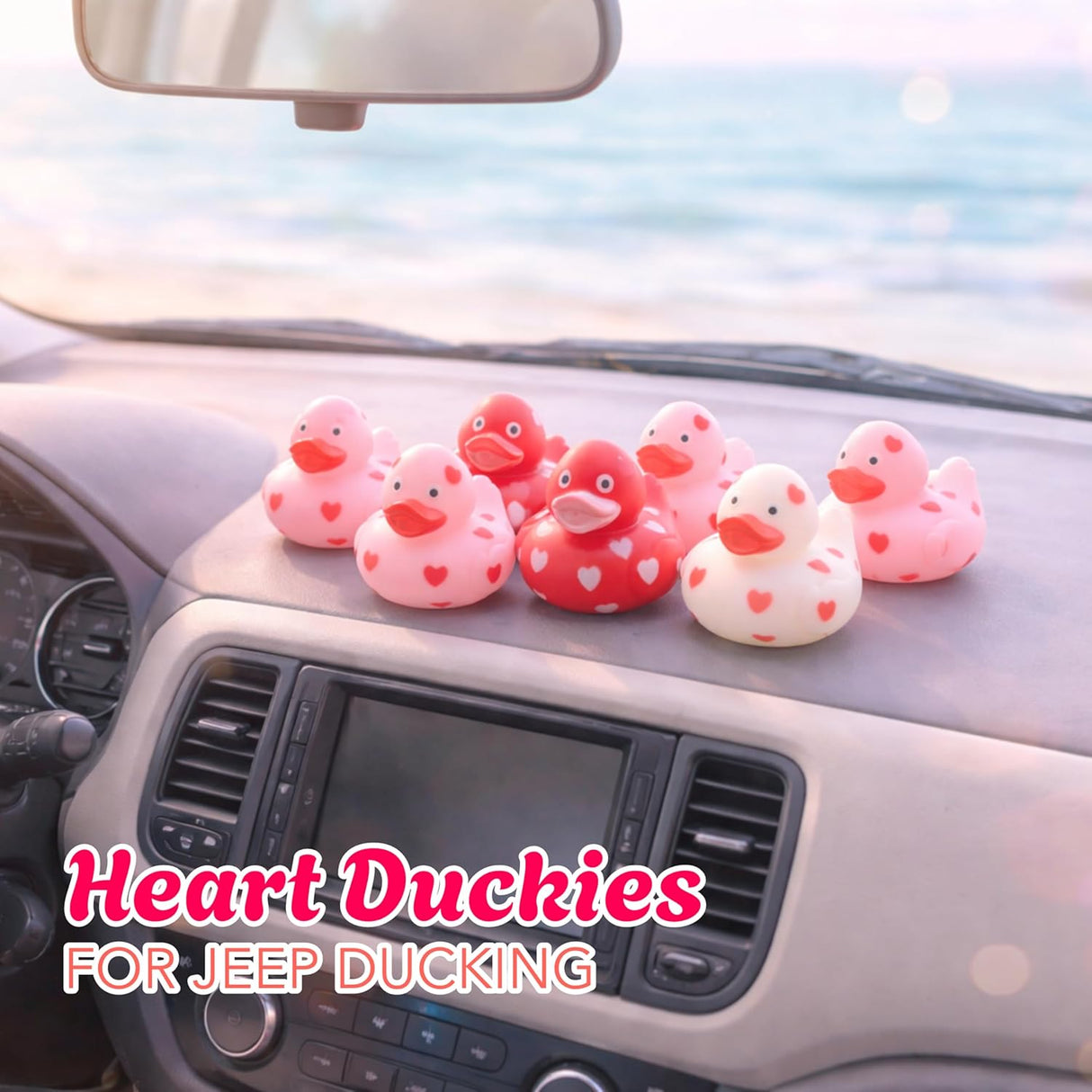 4E's Novelty 24-Pack Mini Valentines Rubber Ducks – Red Ducks with Heart Design for Party Favors