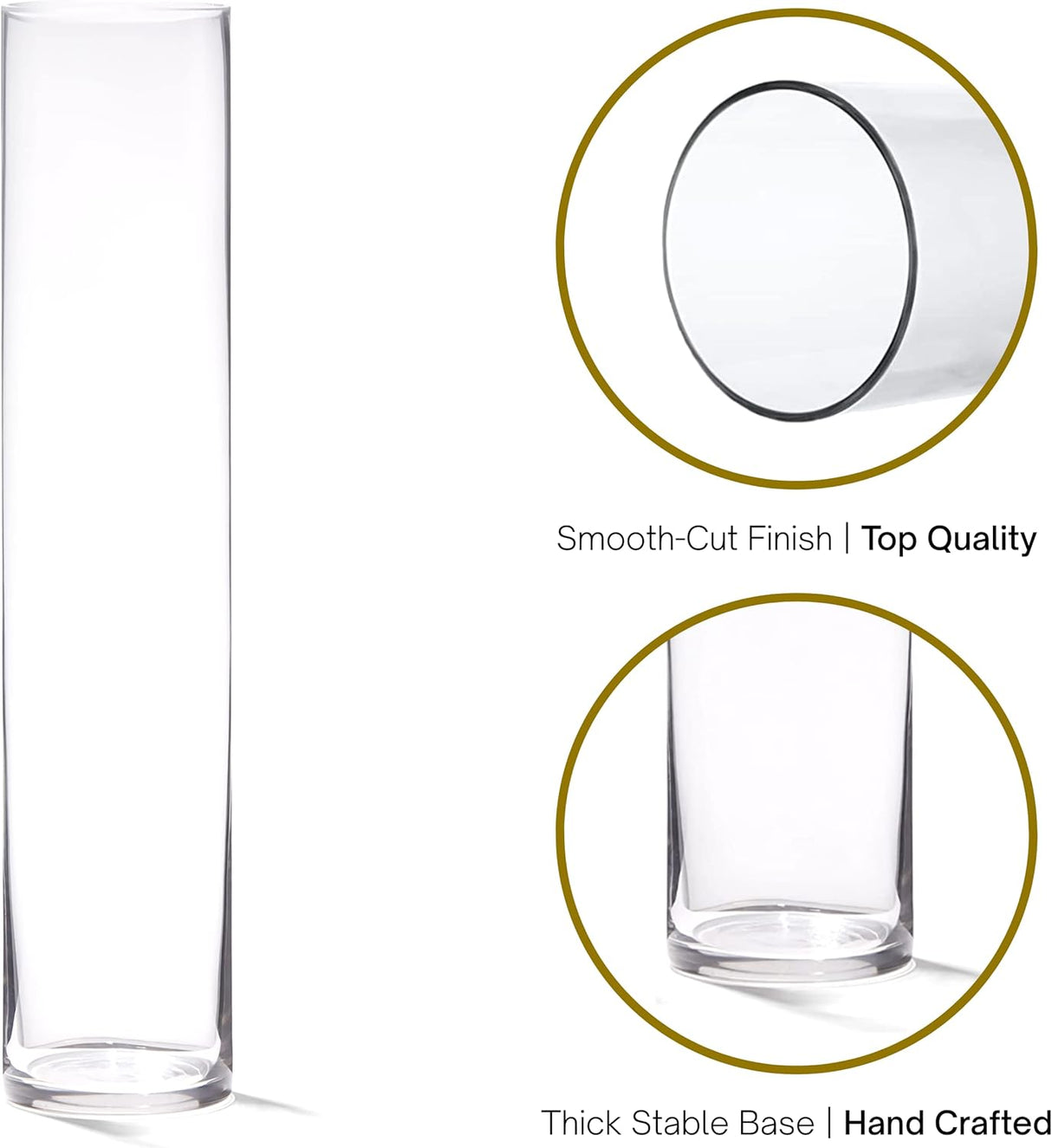 4E's Novelty 16" Cylinder Glass Vase – Elegant Clear Glass Vase for Flowers, Candles & Decor