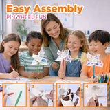 4E's Novelty 24 Pack DIY Pinwheels Craft for Kids, Bulk Summer Pinwheel