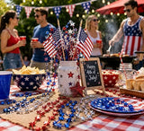 4E's Novelty 72 Pack Beaded Necklace – Red White Blue 4th of July Accessories