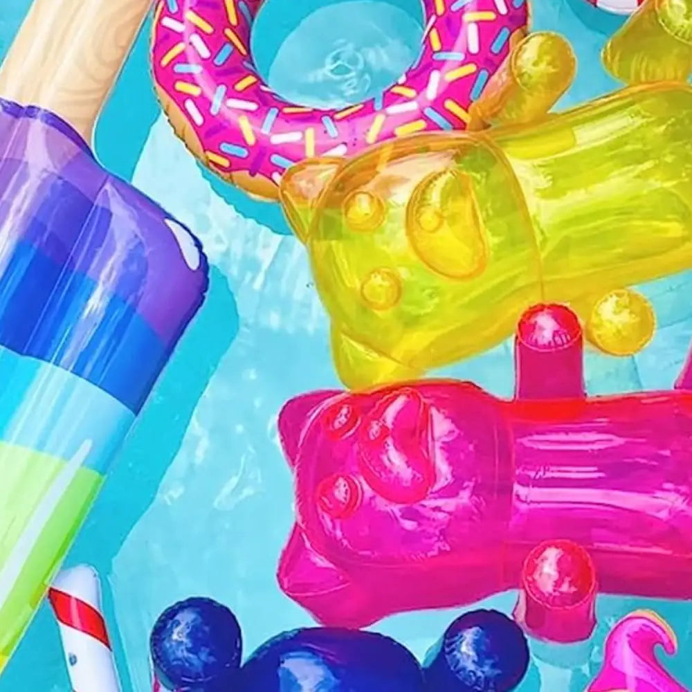 6 Pack Inflatable Gummy Bears Huge 24" - Great for Birthday Party Decorations, Unique Pool Toys for Kids